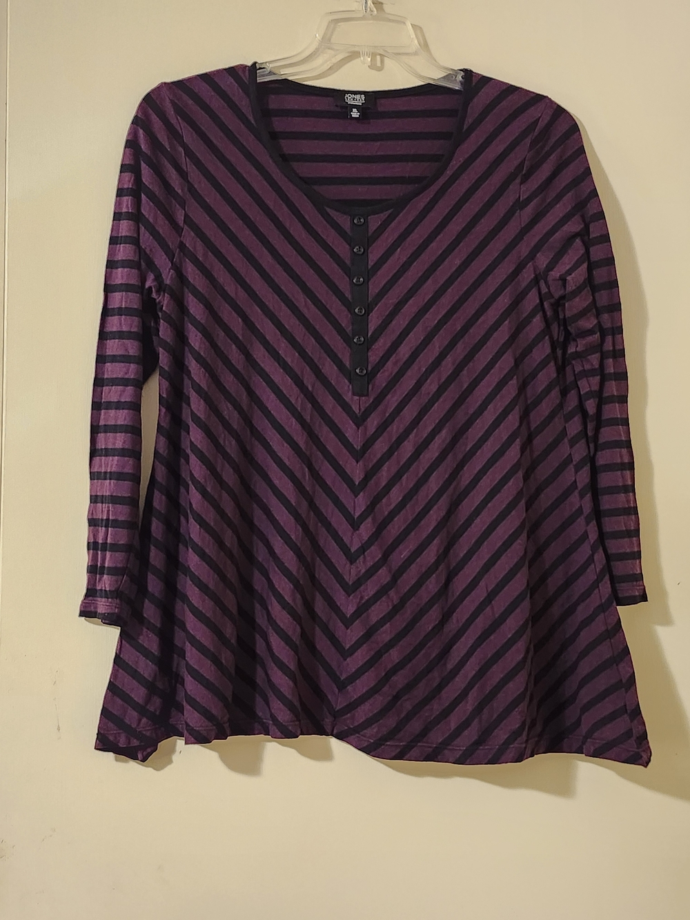 Jones New York Signature Purple & Black Striped Preppy Tunic - Women's XL